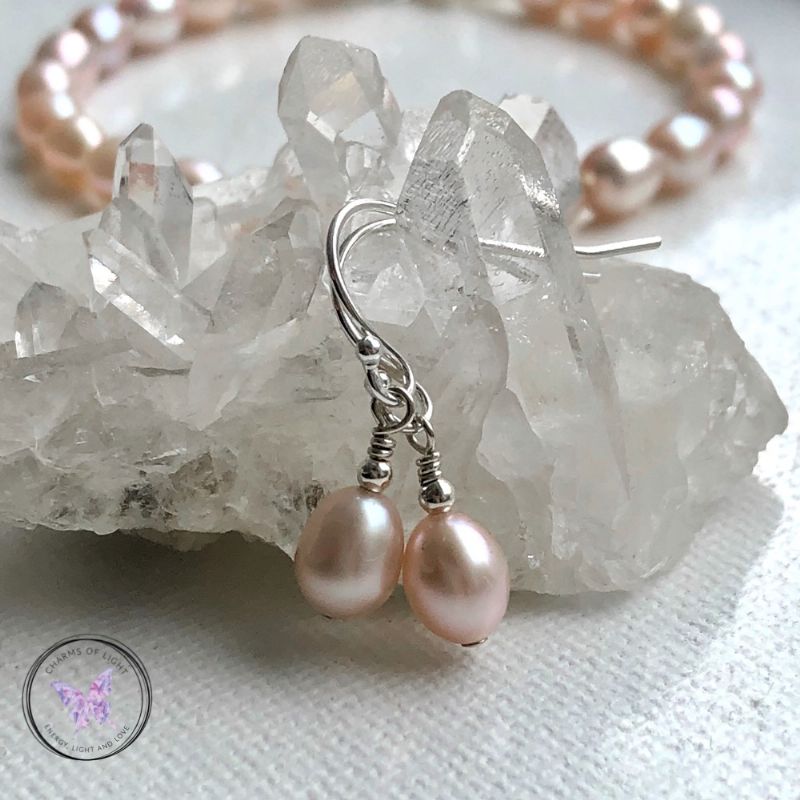 Pink Pearl Silver Earrings